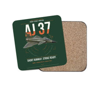 Thumbnail for Saab AJ 37 Viggen design on dark green 1 piece coaster