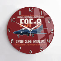 Thumbnail for F9F-8 Cougar Swept Wing Carrier Fighter design on dark red no frame wall clock