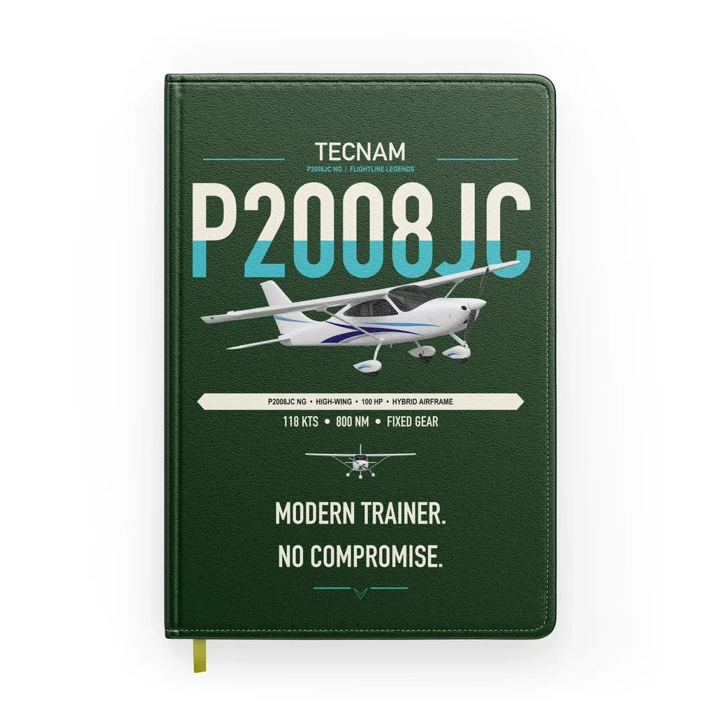 Tecnam P2008JC NG design on dark green notebook