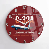 Thumbnail for C-32A Air Force Two Global Reach design on dark red no frame wall clock