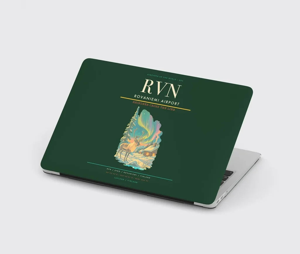 Rovaniemi Airport (RVN) design on dark green MacBook case