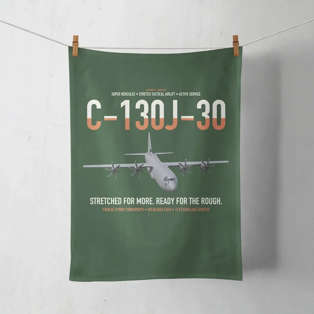 C-130J-30 Super Hercules design on dark green towel