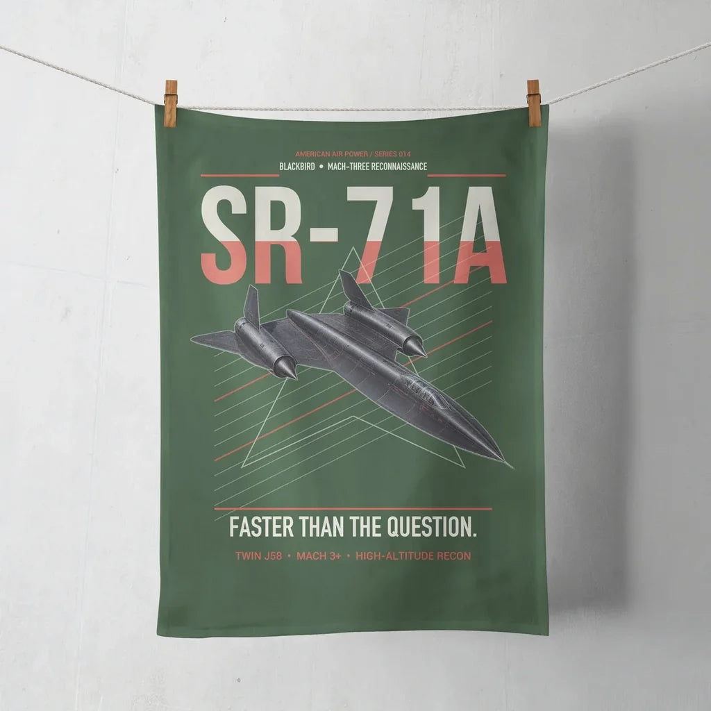 SR-71A Blackbird design on dark green towel