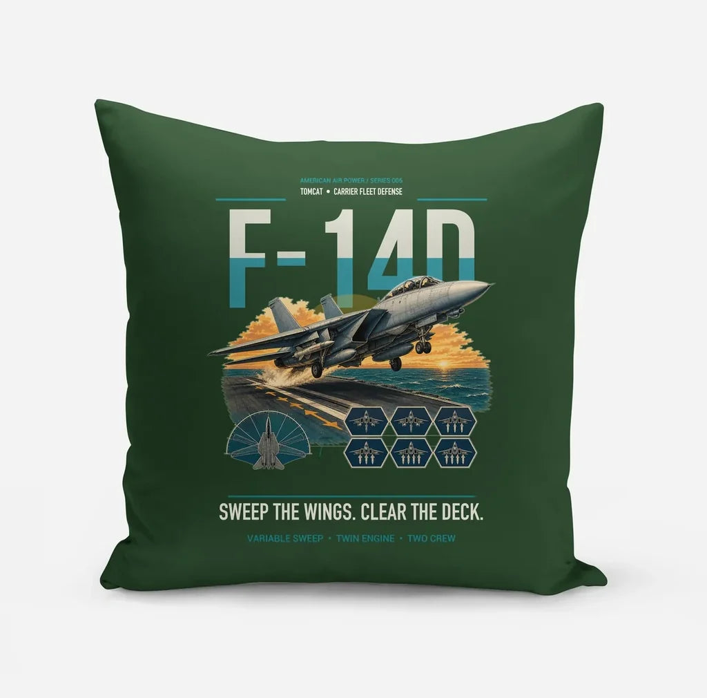 F-14D Tomcat design on dark green pillow