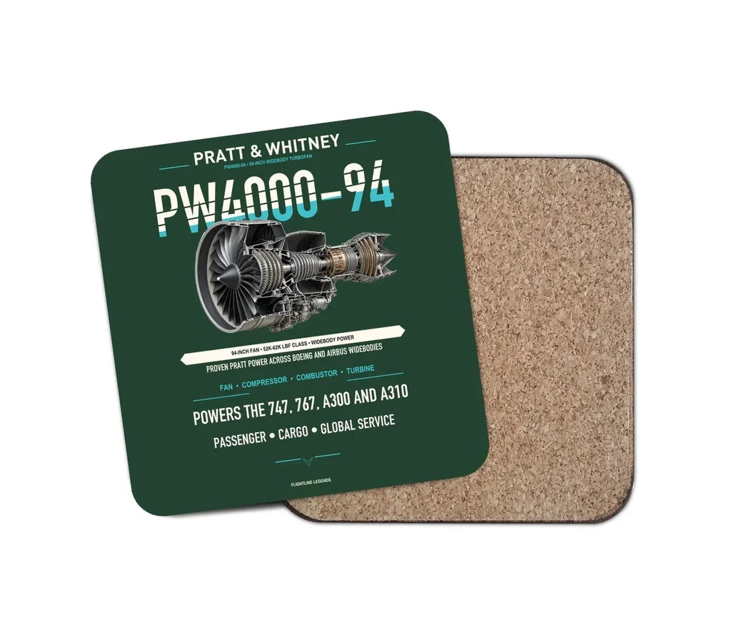 PW4000-94 design on dark green 1 piece coaster