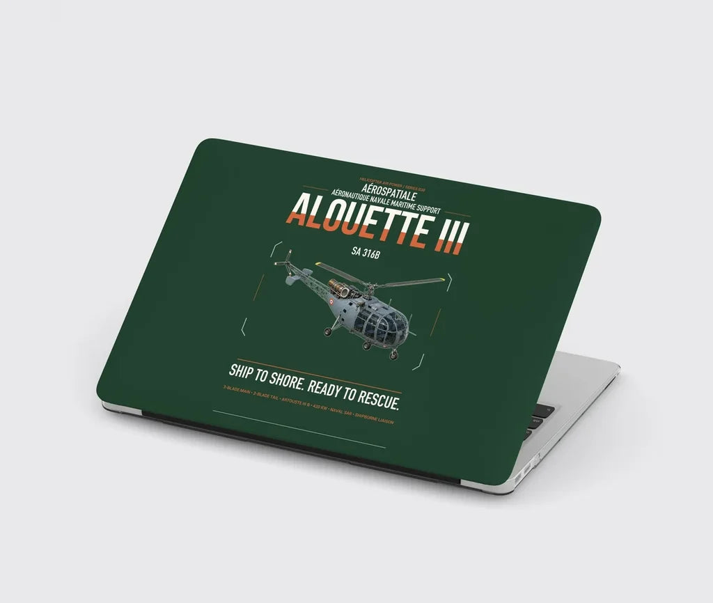 Aérospatiale SA 316B Alouette III design on dark green MacBook case