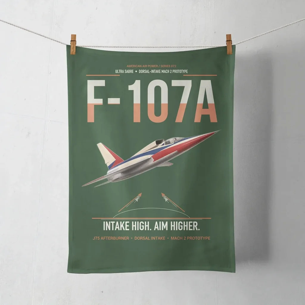 F-107A Ultra Sabre design on dark green towel