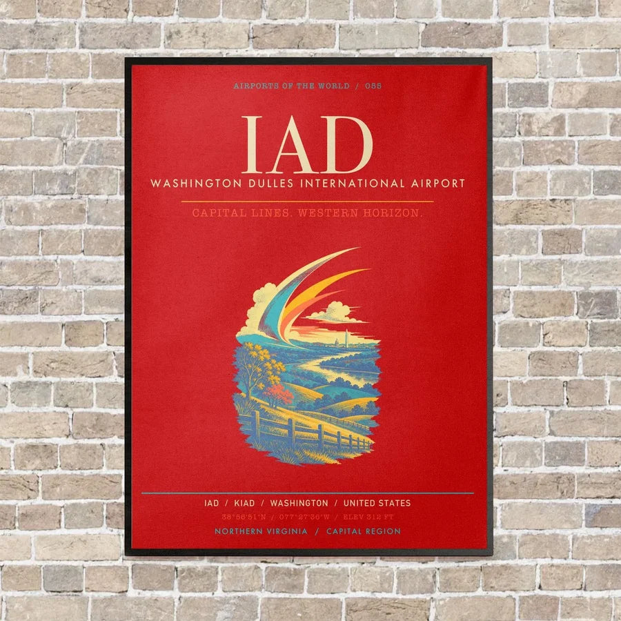 Washington Dulles International Airport IAD - Canvas Framed - Red