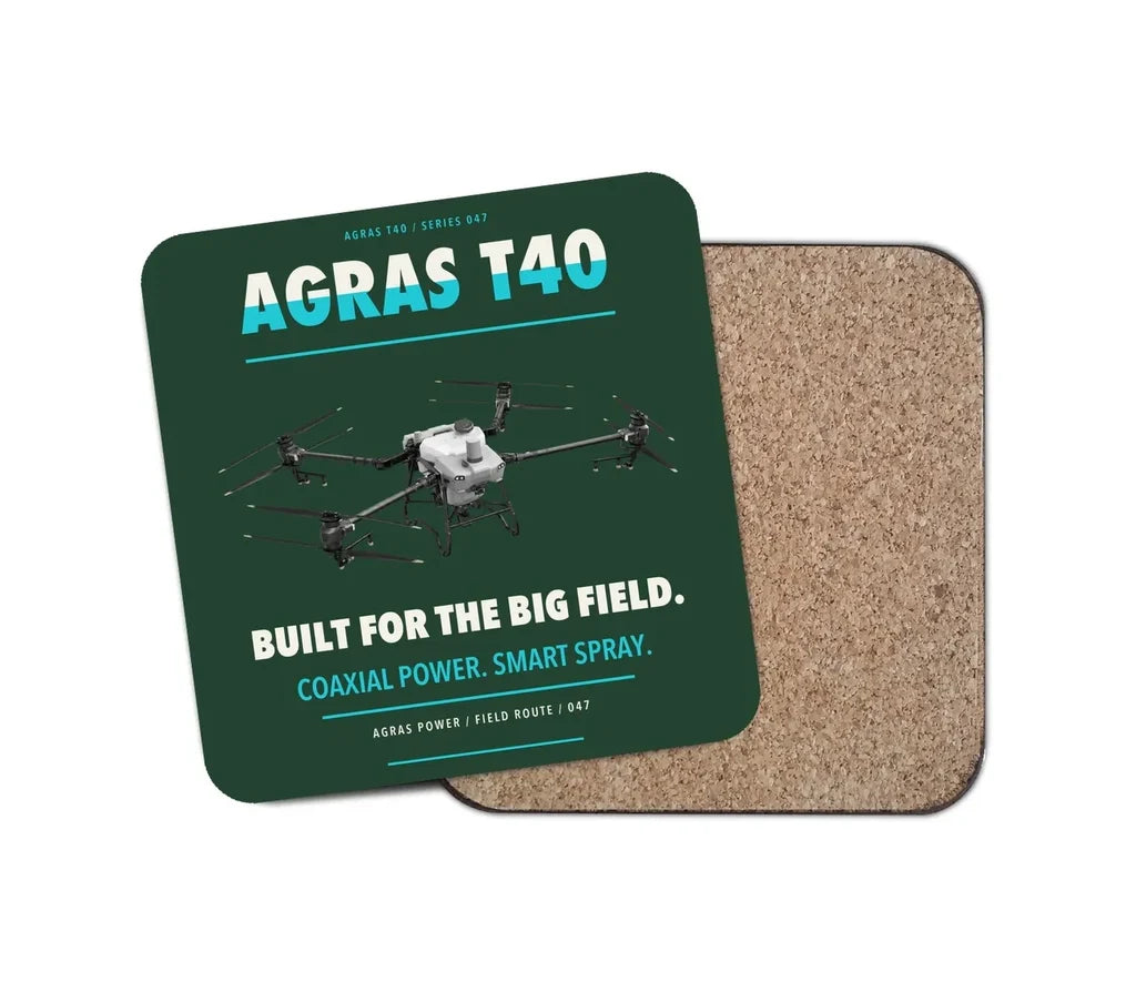 DJI Agras T40 design on dark green 1 piece coaster