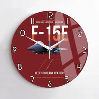 Thumbnail for F-15E Strike Eagle Deep Strike Any Weather design on dark red no frame wall clock