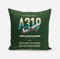 Thumbnail for Airbus A319ceo design on dark green pillow