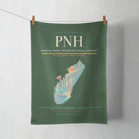 Thumbnail for Phnom Penh International Airport (PNH) design on dark green towel