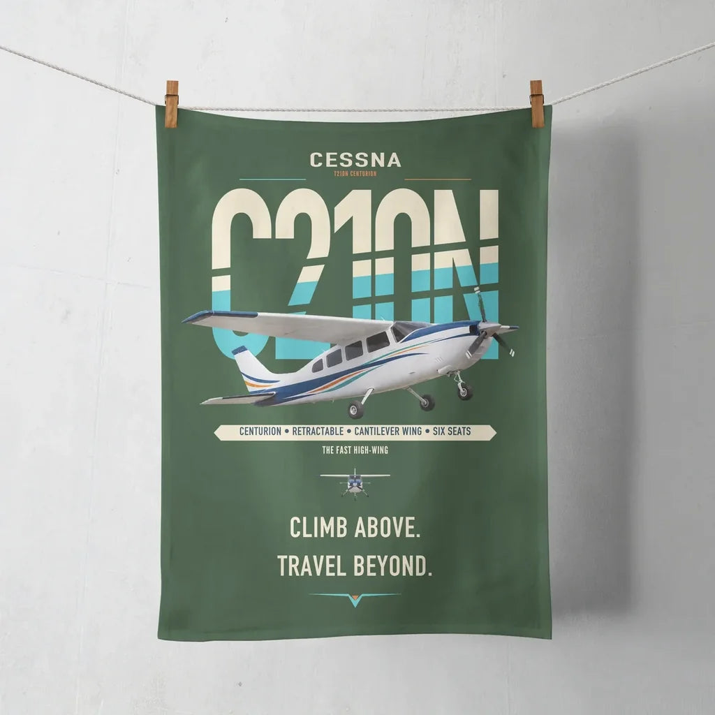 Cessna T210N Centurion design on dark green towel