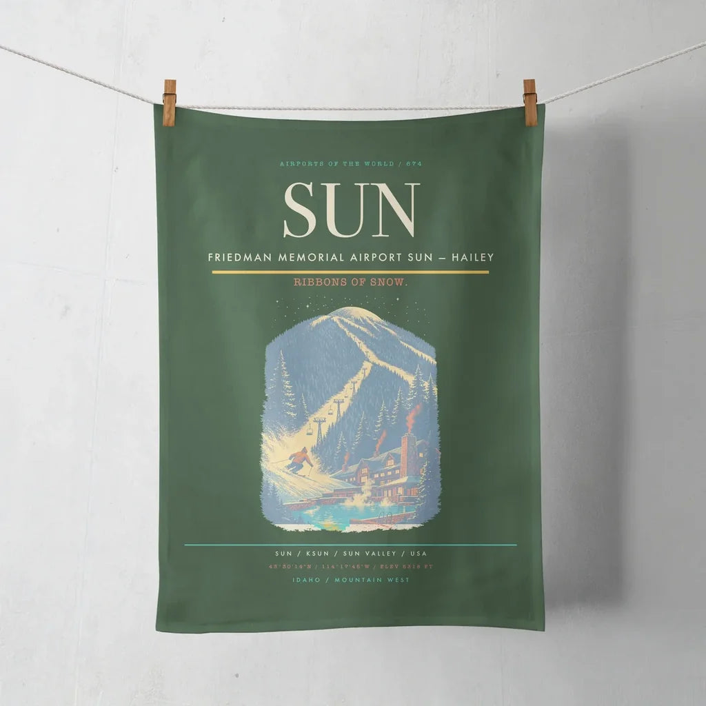 Friedman Memorial Airport (SUN) design on dark green towel