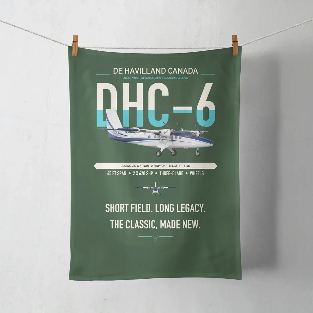 DHC-6 Twin Otter Classic 300-G design on dark green towel