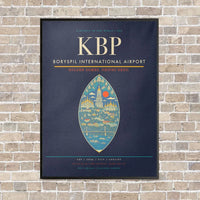 Thumbnail for Boryspil International Airport KBP - Canvas Framed - Navy Blue