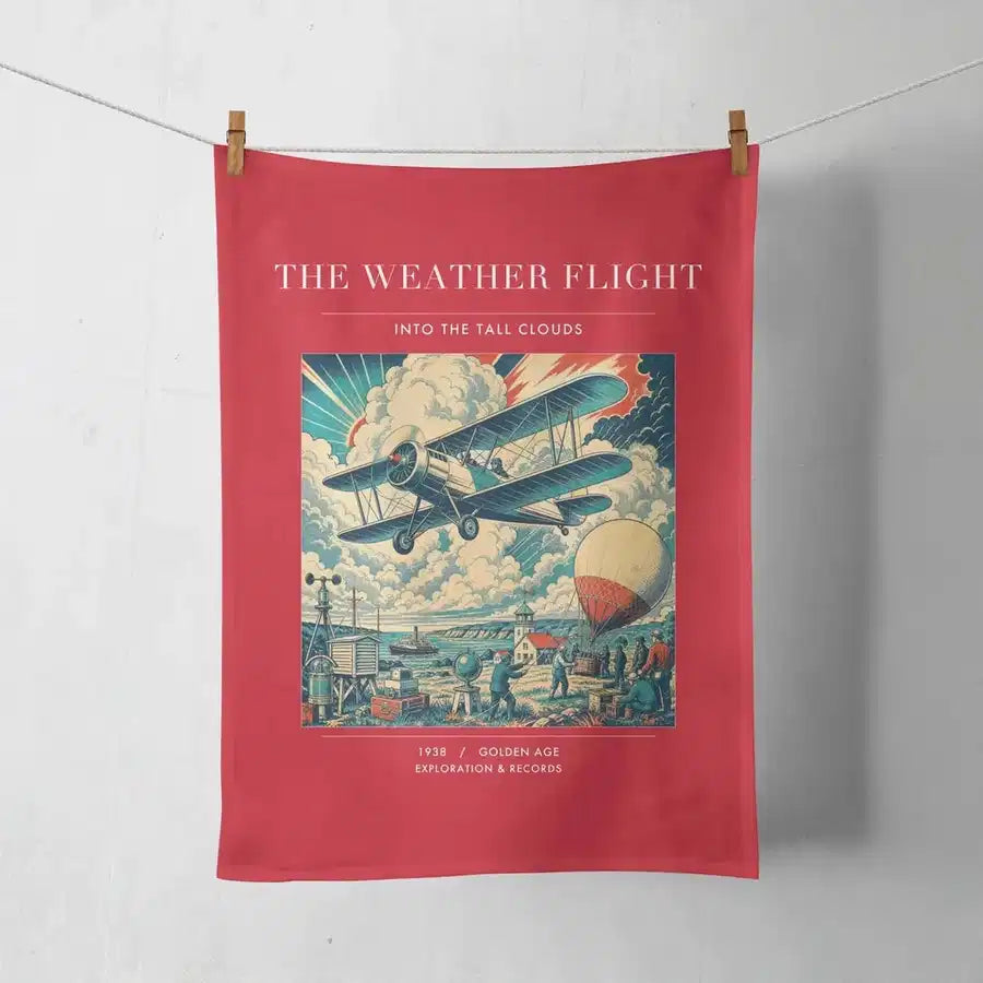 VINTAGE G4045 - The Weather Flight - Designed Towels design on red