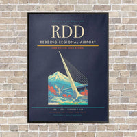 Thumbnail for Redding Regional Airport RDD vertical canvas print - framed - navy blue background