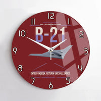Thumbnail for B-21 Raider design on dark red no frame wall clock