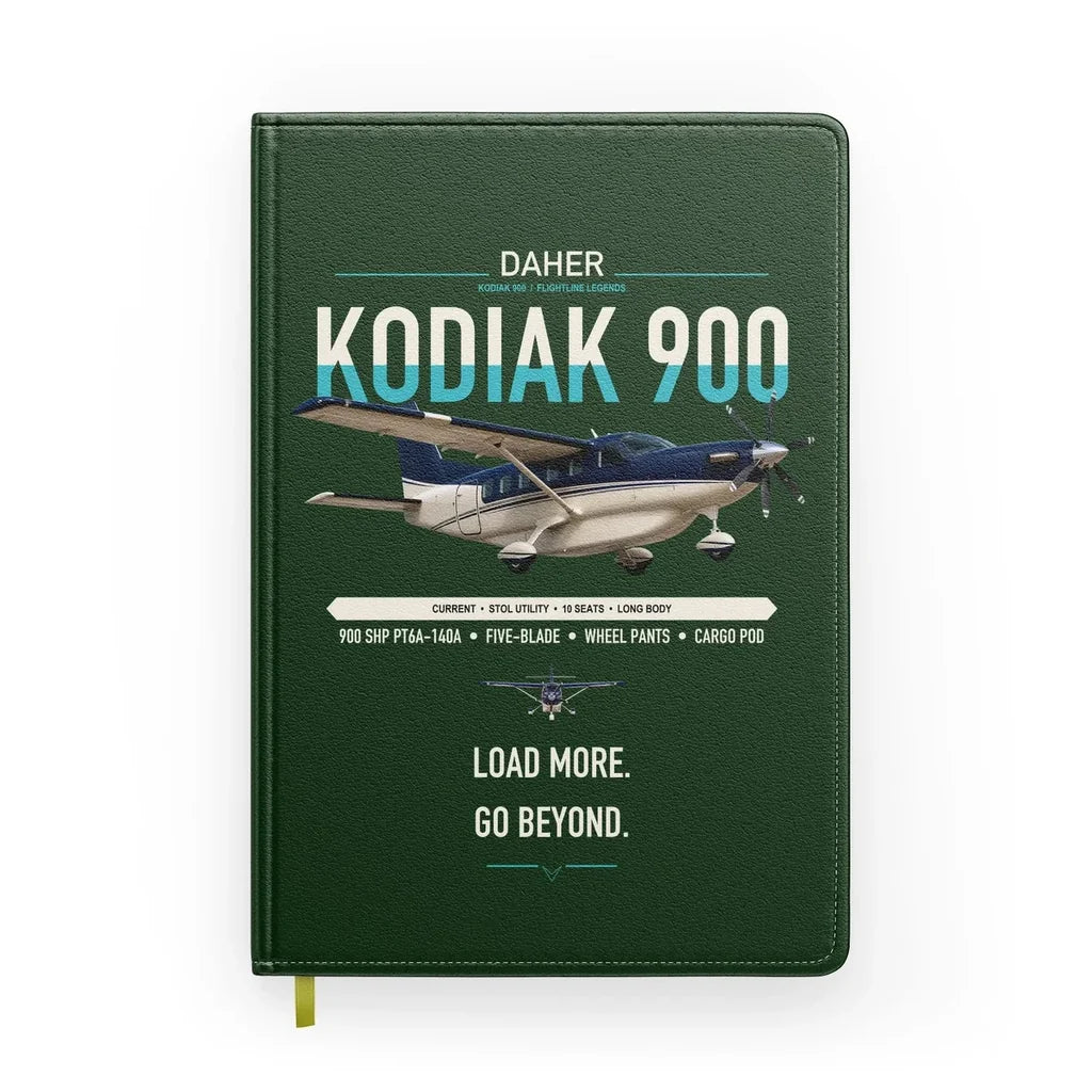 Daher Kodiak 900 design on dark green notebook
