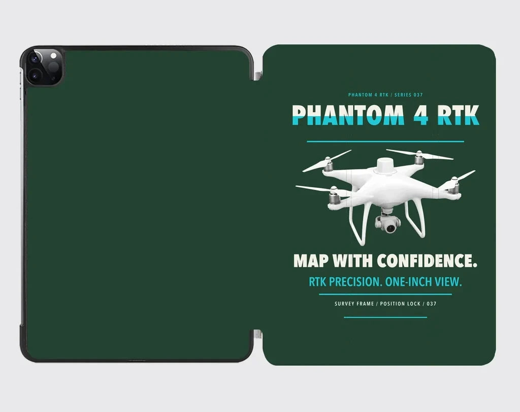 DJI Phantom 4 RTK design on dark green ipad tablet case