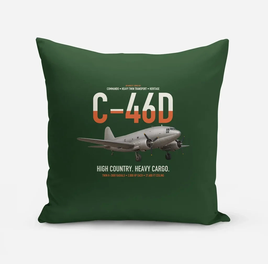 C-46D Commando design on dark green pillow