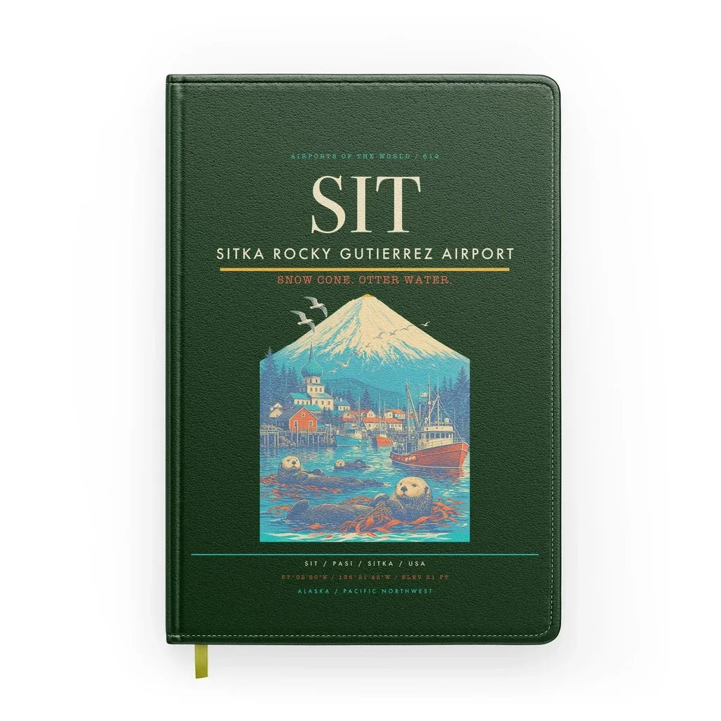 Sitka Rocky Gutierrez Airport (SIT) design on dark green notebook