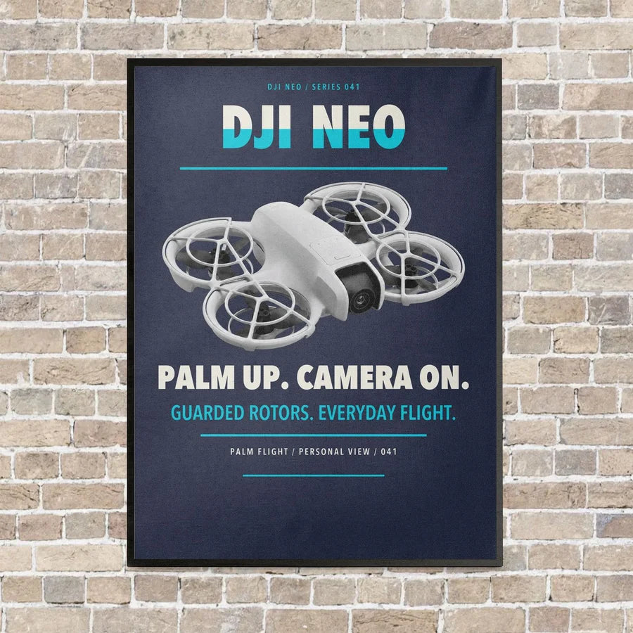 DJI Neo vertical canvas print - framed - navy blue background