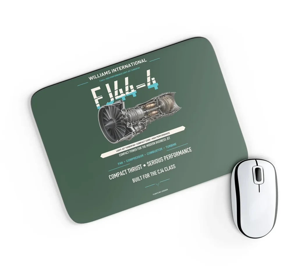 FJ44-4 design on dark green rectangle mouse pad