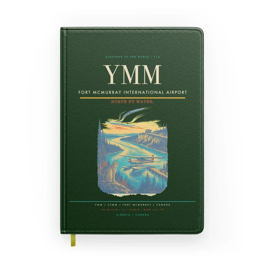 Fort McMurray International Airport (YMM) design on dark green notebook