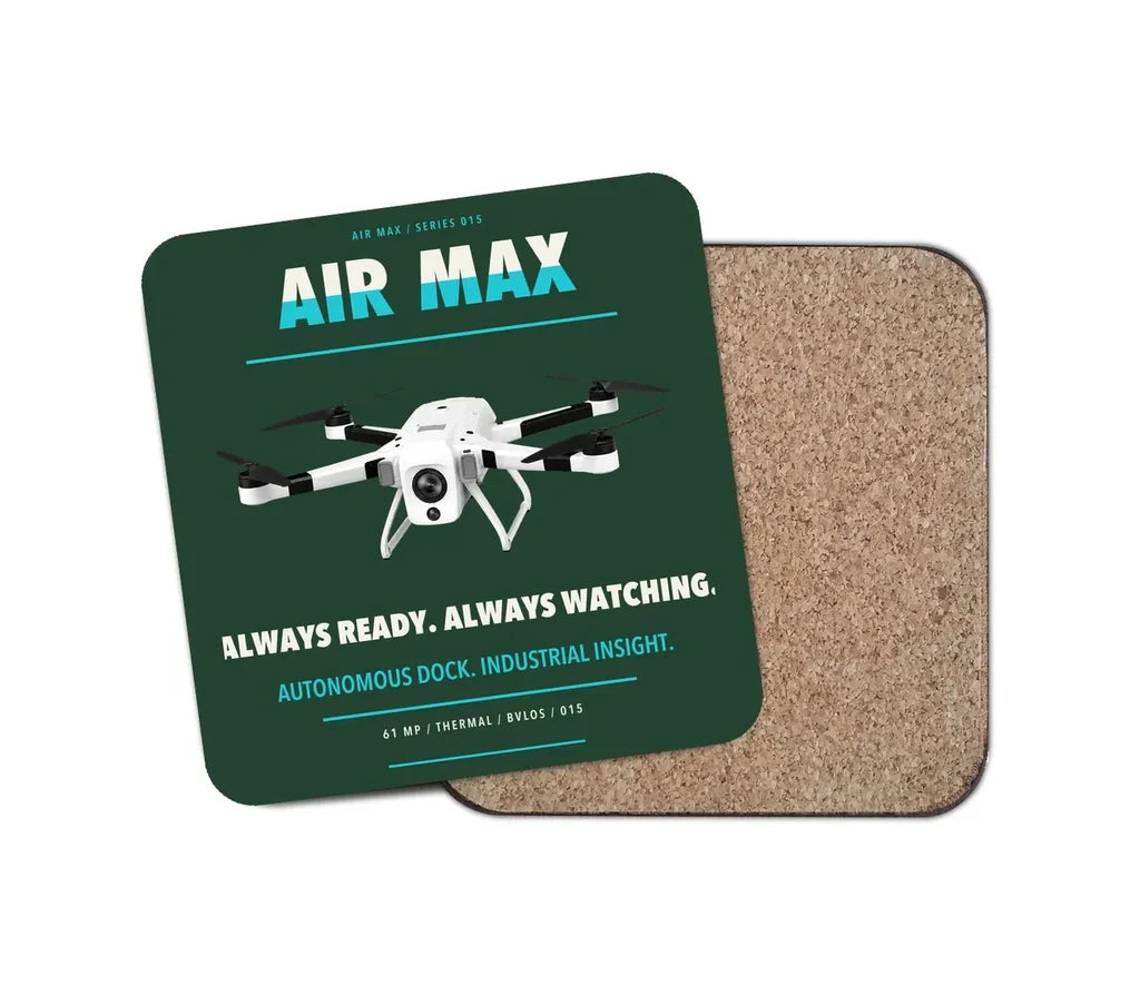 Percepto Air Max design on dark green 1 piece coaster
