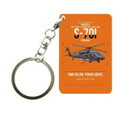 Thumbnail for Sikorsky S-70i FIREHAWK design on orange designed key chain, double-side print
