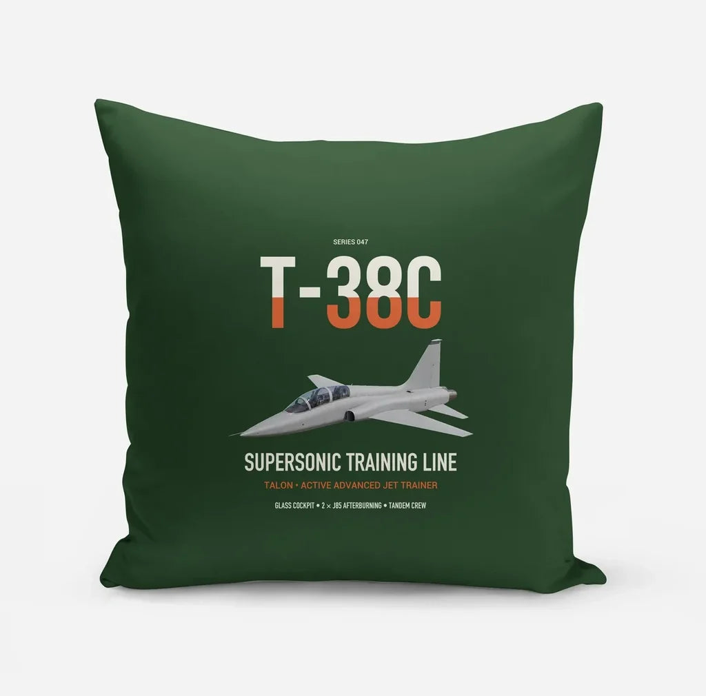 T-38C Talon design on dark green pillow