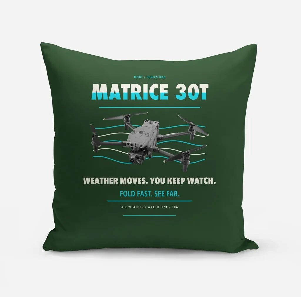 DJI Matrice 30T design on dark green pillow
