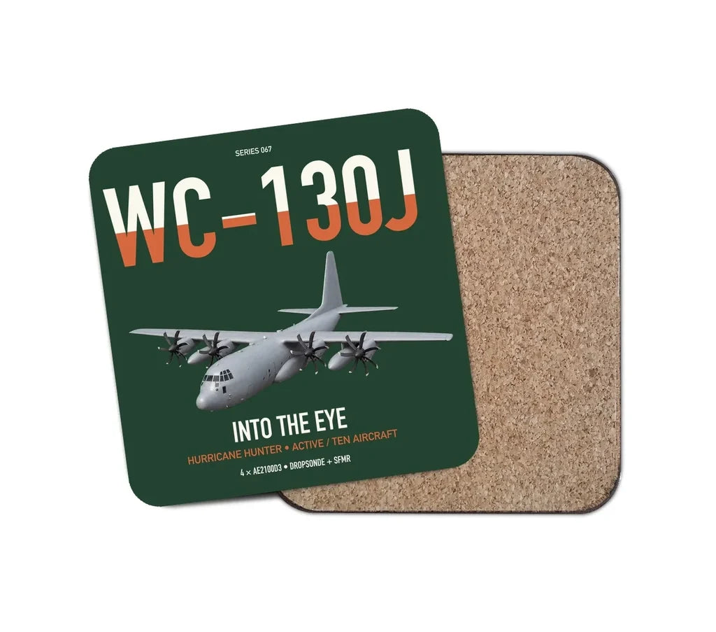 WC-130J Hurricane Hunter design on dark green 1 piece coaster