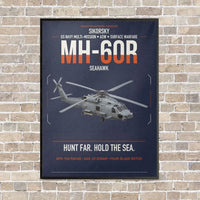Thumbnail for Sikorsky MH-60R Seahawk vertical canvas print - framed - navy blue background