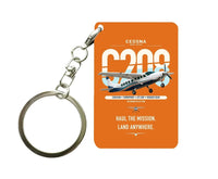 Thumbnail for Cessna 208 Caravan design on orange designed key chain, double-side print