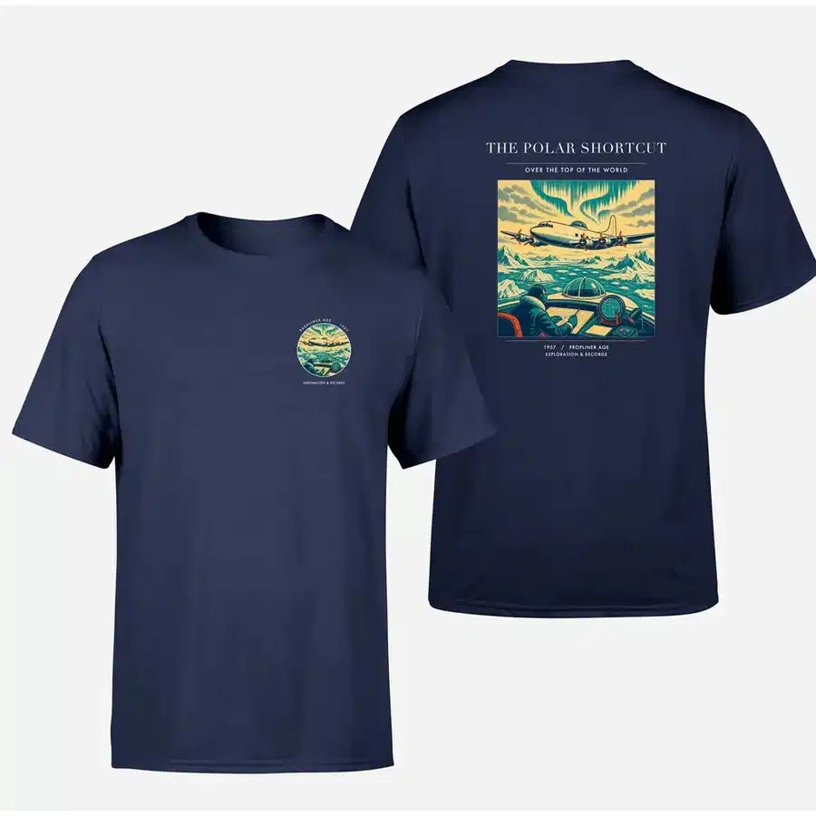 VINTAGE G4086 - The Polar Shortcut - Double-Side T-Shirt design on navyblue double side t shirt