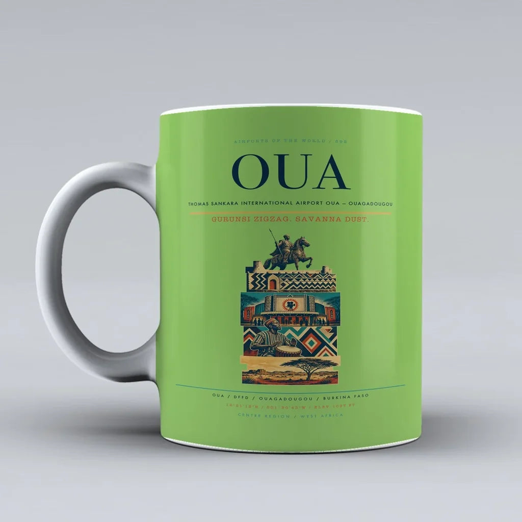 Sankara International Airport OUA — Ouagadougou Mug design on light green thomas