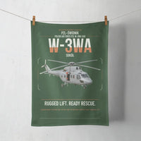 Thumbnail for PZL-Świdnik W-3WA Sokół design on dark green towel