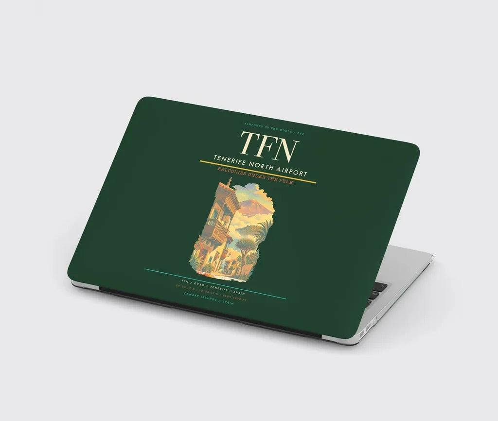 Tenerife North Airport (TFN) design on dark green MacBook case