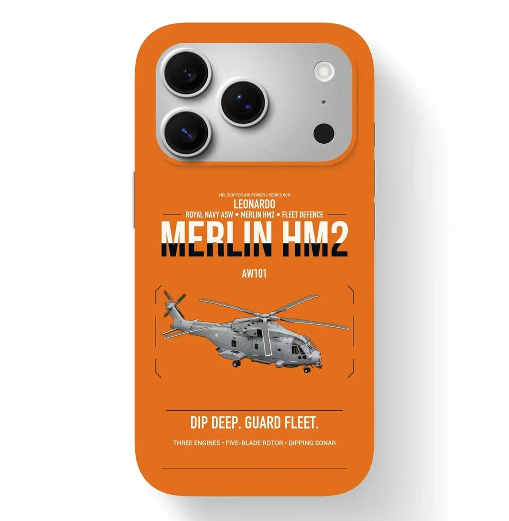 Leonardo AW101 Merlin HM2 design on orange magsafe iphone case, for iPhone 17 Pro