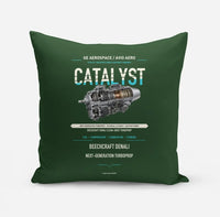 Thumbnail for CATALYST design on dark green pillow