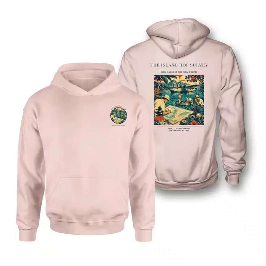VINTAGE G4209 - The Island Hop Survey - Double-Side Hoodie design on pink double side