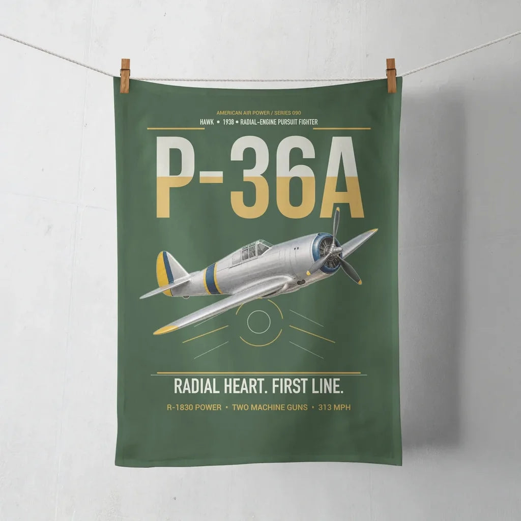 P-36A Hawk design on dark green towel
