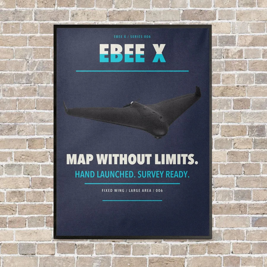 AgEagle eBee X vertical canvas print - framed - navy blue background