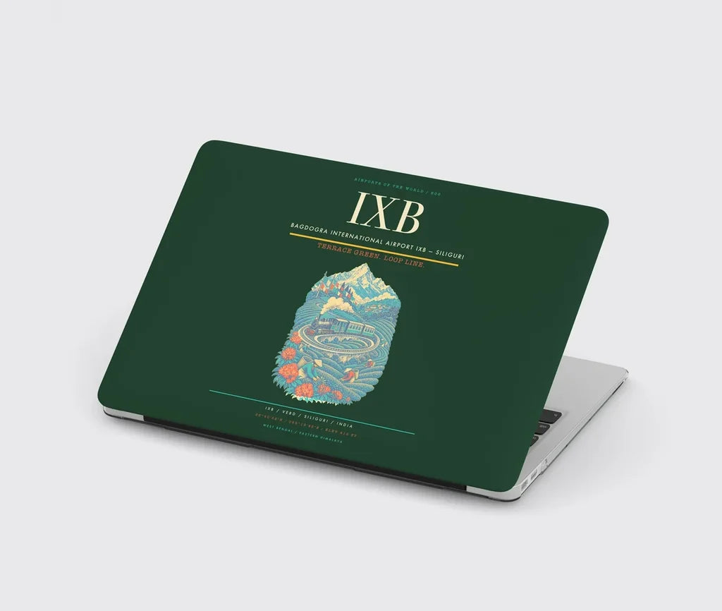 Bagdogra International Airport (IXB) design on dark green MacBook case