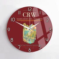 Thumbnail for Yeager Airport (CRW) design on dark red no frame wall clock