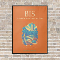 Thumbnail for Bismarck Municipal Airport BIS - Canvas Framed - Orange