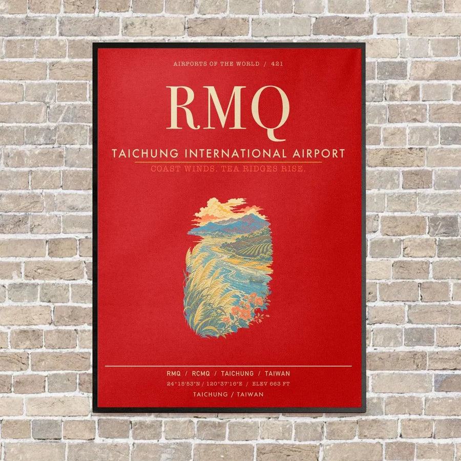 Taichung International Airport RMQ - Canvas Framed - Red
